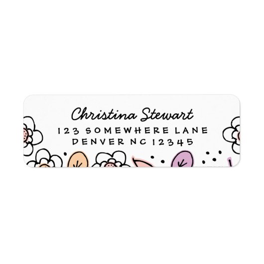 Florals & Leaves Handschrift Retouradres Label (Voorkant)