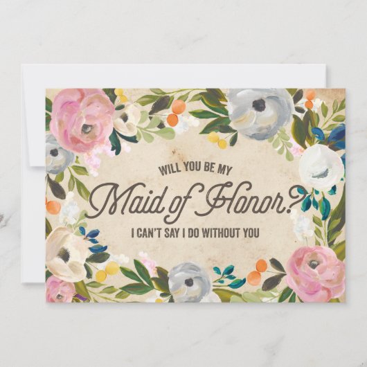  Florals | Maid of Honor Kaart (Voorkant)