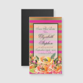 Florals op Roze en Gold Stripes Sla de datum op (Voorkant / Achterkant)