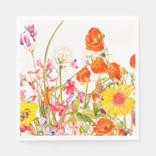 Florals Oranje, Geel, Blauw, Mauve  Servet