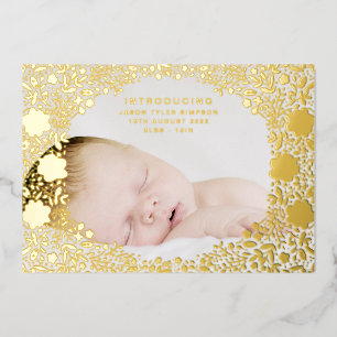 Florals Pressing Gold Foil Faire-part de naissance