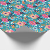 Florals, rendieren en snowflake kerst Cadeaupapier (Hoek)