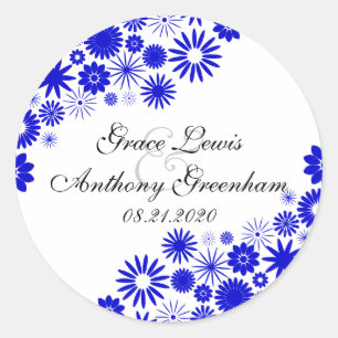  Florals Royal Blue Stickers