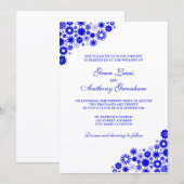 Florals Royal Blue Wedding Invitation Kaart (Voorkant / Achterkant)