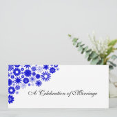  Florals Royal Blue Wedding Programme Programma (Staand voorkant)