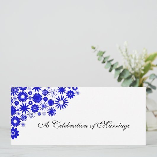  Florals Royal Blue Wedding Programme Programma (Staand voorkant)