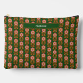  florals, roze op groen retro monogram etui (Voorkant)