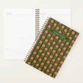 florals, roze op groen retro monogram planner (Display)