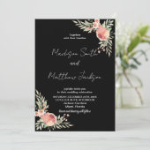 Florals sur le thème noir Mariages Invitations (Debout devant)