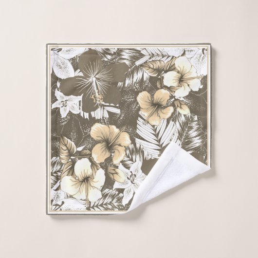 Florals Taupe, Ivory, White Blends (Gant de toilette)