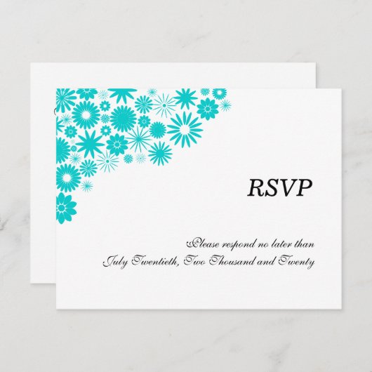 Florals Turquoise RSVP/Reply Kaarten (Voorkant / Achterkant)