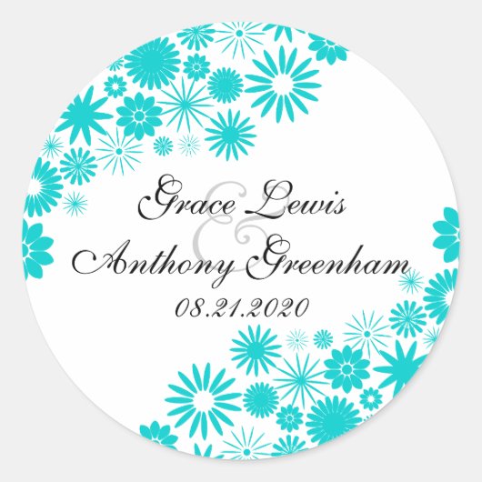 Florals Turquoise Stickers (Voorkant)