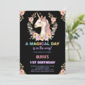 Florals Unicorn Invitations d'anniversaire (Debout devant)