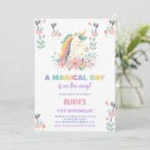 Florals Unicorn Invitations d'anniversaire (Debout devant)