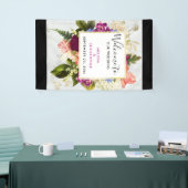 Florals Weddenschap met moderne roze en witte Wate Spandoek (Beurs)