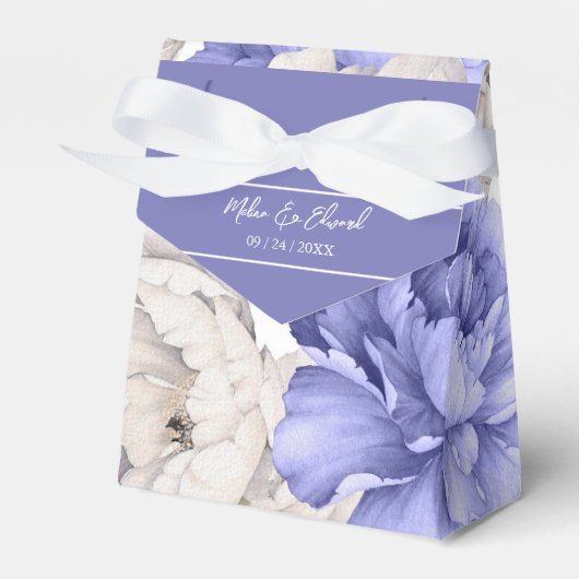 Florals Wedding White and Blue Peony Bedankdoosjes (Voorkant Zijde)