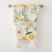 Florals Yellow Daisies en Greenery Bad Handdoek (Insitu)