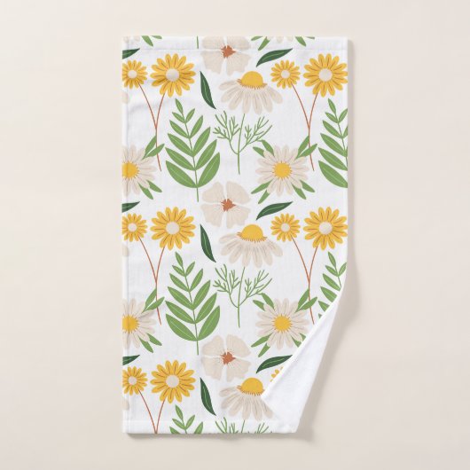 Florals Yellow Daisies en Greenery Bad Handdoek (Handdoek)