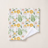 Florals Yellow Daisies en Greenery Bad Handdoek (Wasdoekje)