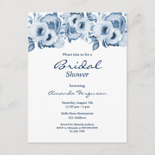 Floraux bleu-duvet blanc nuptiale invitation à la