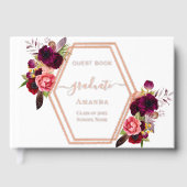 Floraux bordeaux géométriques d'or rose Graduation (Recto)