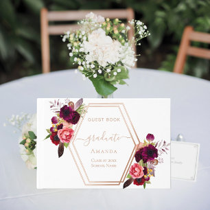 Floraux bordeaux géométriques d'or rose Graduation