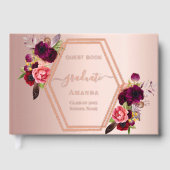 Floraux bordeaux géométriques d'or rose Graduation (Recto)