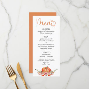 Floraux citrouille d'automne moderne menu mariage