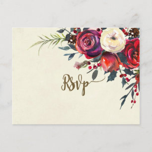 floraux d'hiver mariage carte postale rsvp