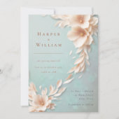 floraux d'ivoire coulant faire-part de mariage (Devant)