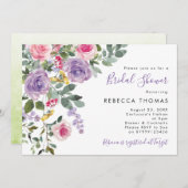 floraux rose lilas invitation à la douche nuptiale (Devant / Derrière)