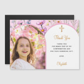 Floraux roses photo Carte de remerciements de conf (Devant / Derrière)