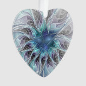 Flore Abstraite Fleur Fractale Avec Coeur Bleu (devant)