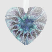Flore Abstraite Fleur Fractale Avec Coeur Bleu (dos)