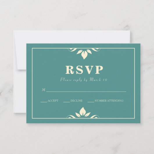 Flore Avec Carte RSVP Bordure (Devant)