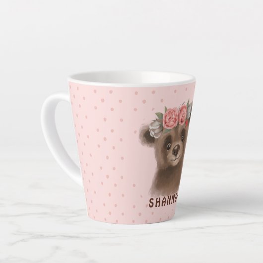 Flore Bébé Ours Latte Mug (Angle gauche)