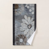 Flore Blanche Élégante Avec Gris (Serviette à main)