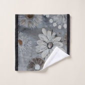 Flore Blanche Élégante Avec Gris (Gant de toilette)