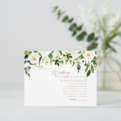 Flore blanche simple et Faire-part de mariage or (Debout devant)