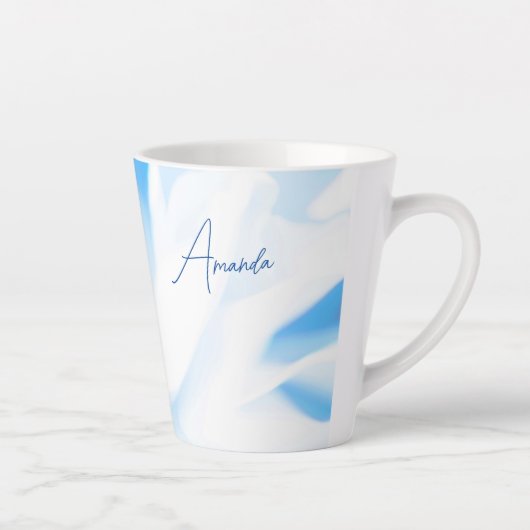 Flore Bleu apaisant Imprimer Petite Mug Latte (Droite)