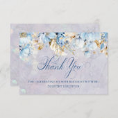 Flore bleu blanc 80e anniversaire Merci plat (Devant / Derrière)