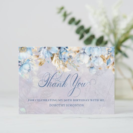 Flore bleu blanc 90e anniversaire Merci plat (Debout devant)