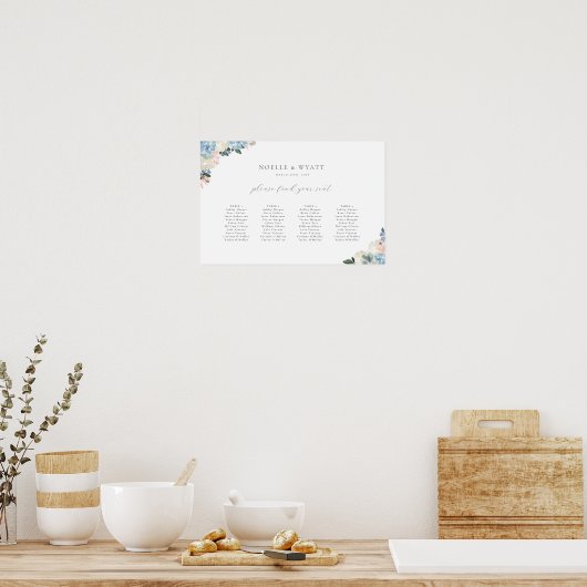 Flore bleu clair 4 Tableau Mariage (Cuisine)