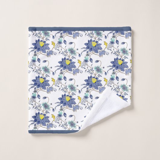 Flore bleu et jaune (Gant de toilette)