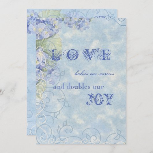 Flore bleu Hydrangea - Faire-part de mariage (Devant / Derrière)