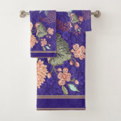 Flore bleu rose violet or rayure florale (En situation)