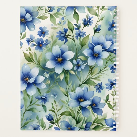 Flore Bleue élégant avec cadre Monogramme Argent (Dos)