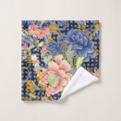 Flore Bleue, Jaune Rose (Gant de toilette)