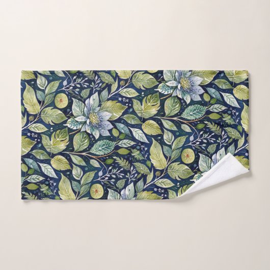 Flore bleue Wintry (Serviette à main)