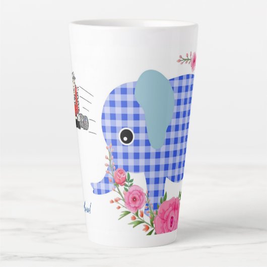Flore Blue Elephant Latte Mug (Devant)